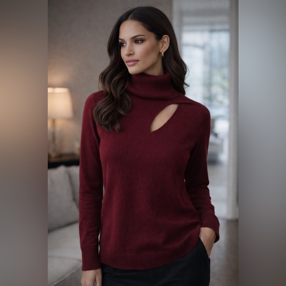 A.L.C Cashmere Blend Cut-Out Sweater Burgundy | Size Small | Luxe Modern Knit
